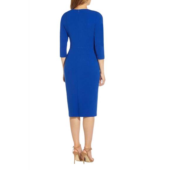 NEW ADRIANNA PAPELL crew neck solid knit crepe dress in violet cobalt - Picture 4 of 5